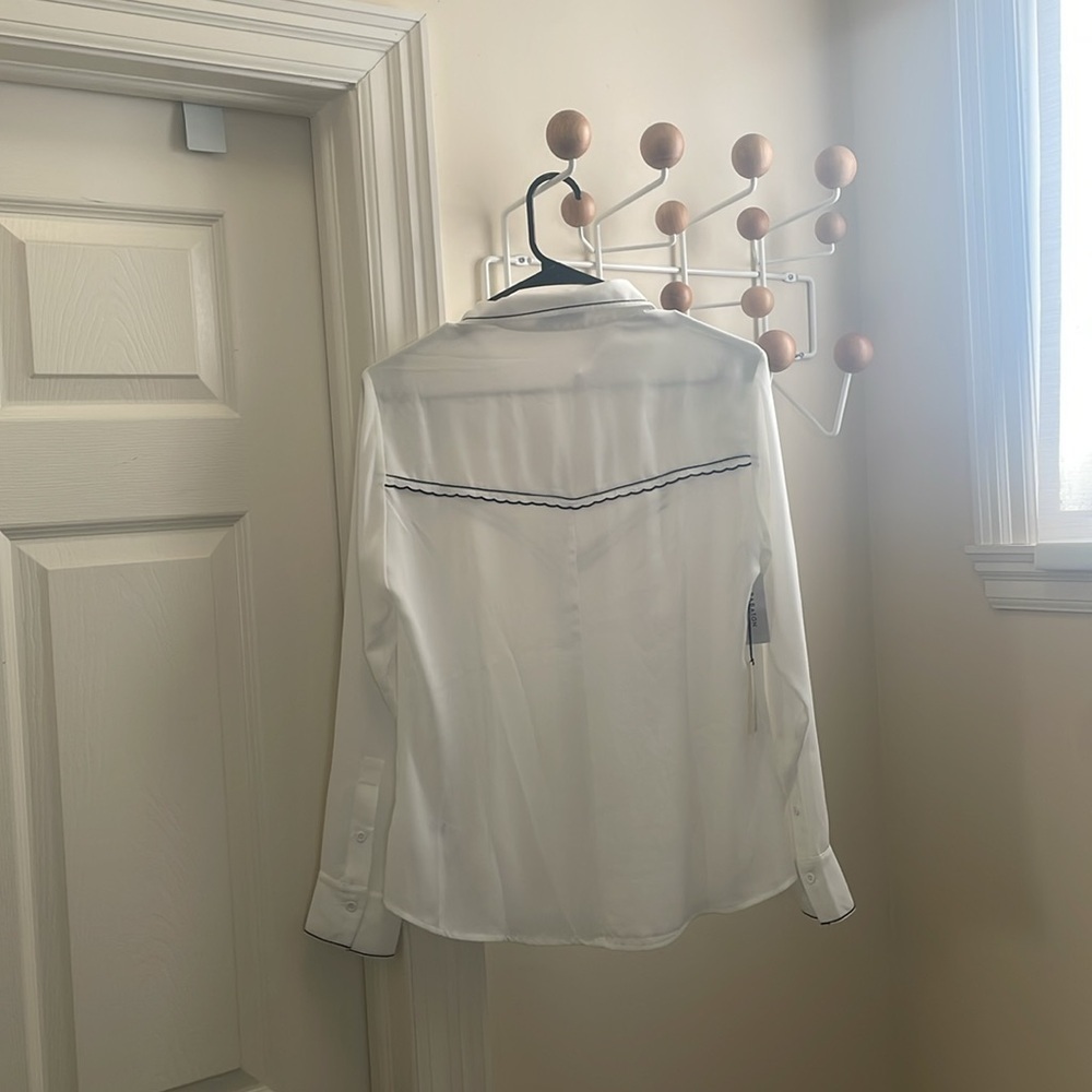 Aritzia - Babaton - NWT Cowboy Western Style Button Down Shirt White / Black- S - Picture 6 of 11